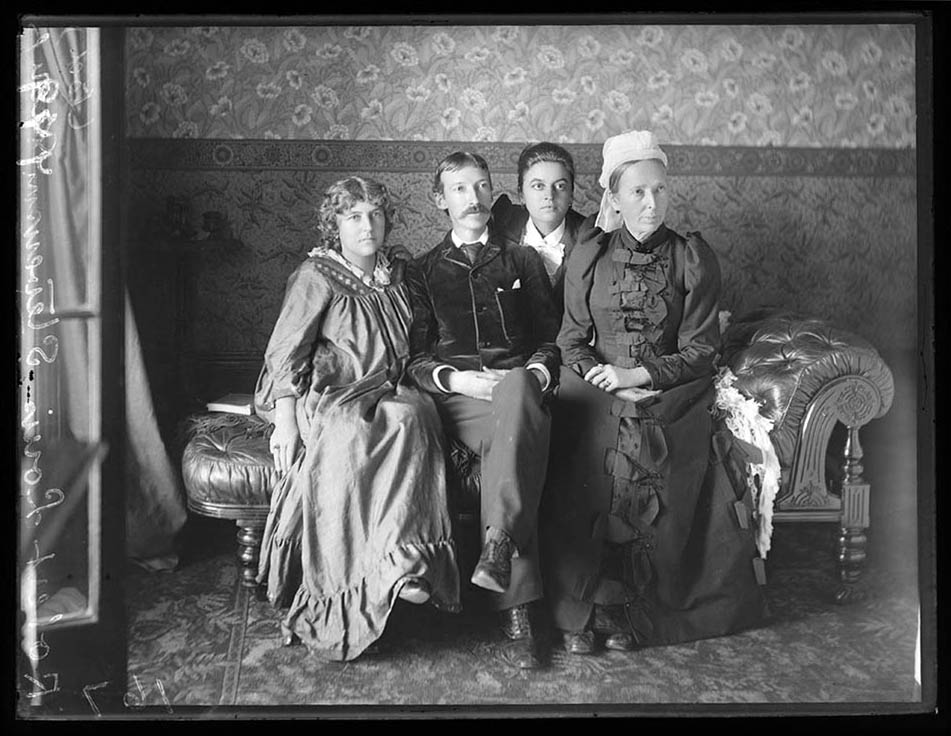 Robert Louis Stevenson with his mother, wife and step-daughter at th picture